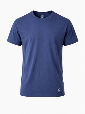 Polo Ralph Lauren Shirt Mens Medium Blue Crewneck White Pony Logo Cotton Tee S/S